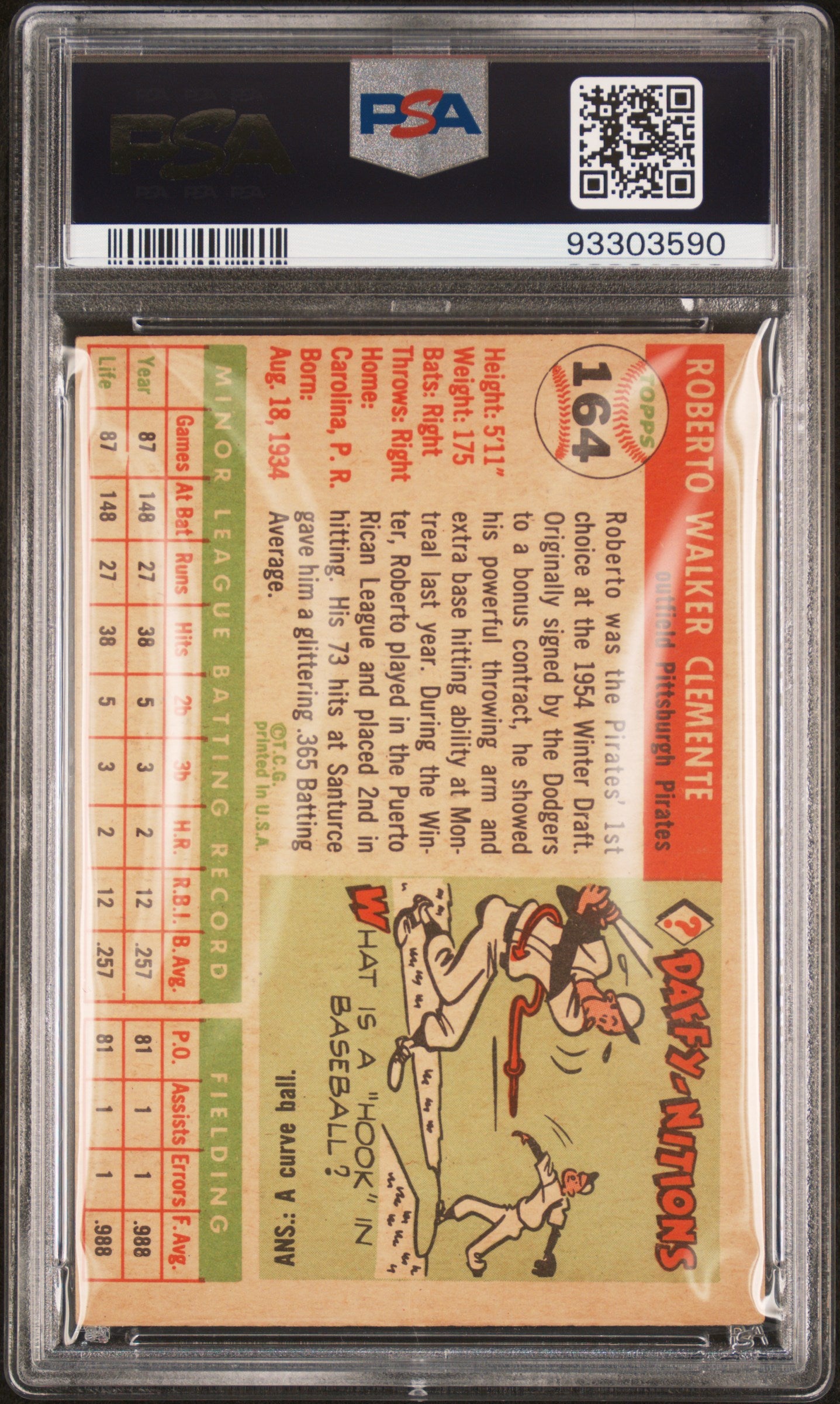 1955 Topps Roberto Clemente #164 PSA 4 MC