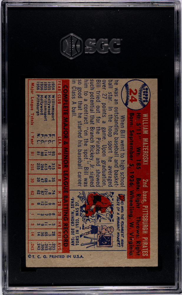 1957 Topps Bill Mazeroski #24 SGC 4