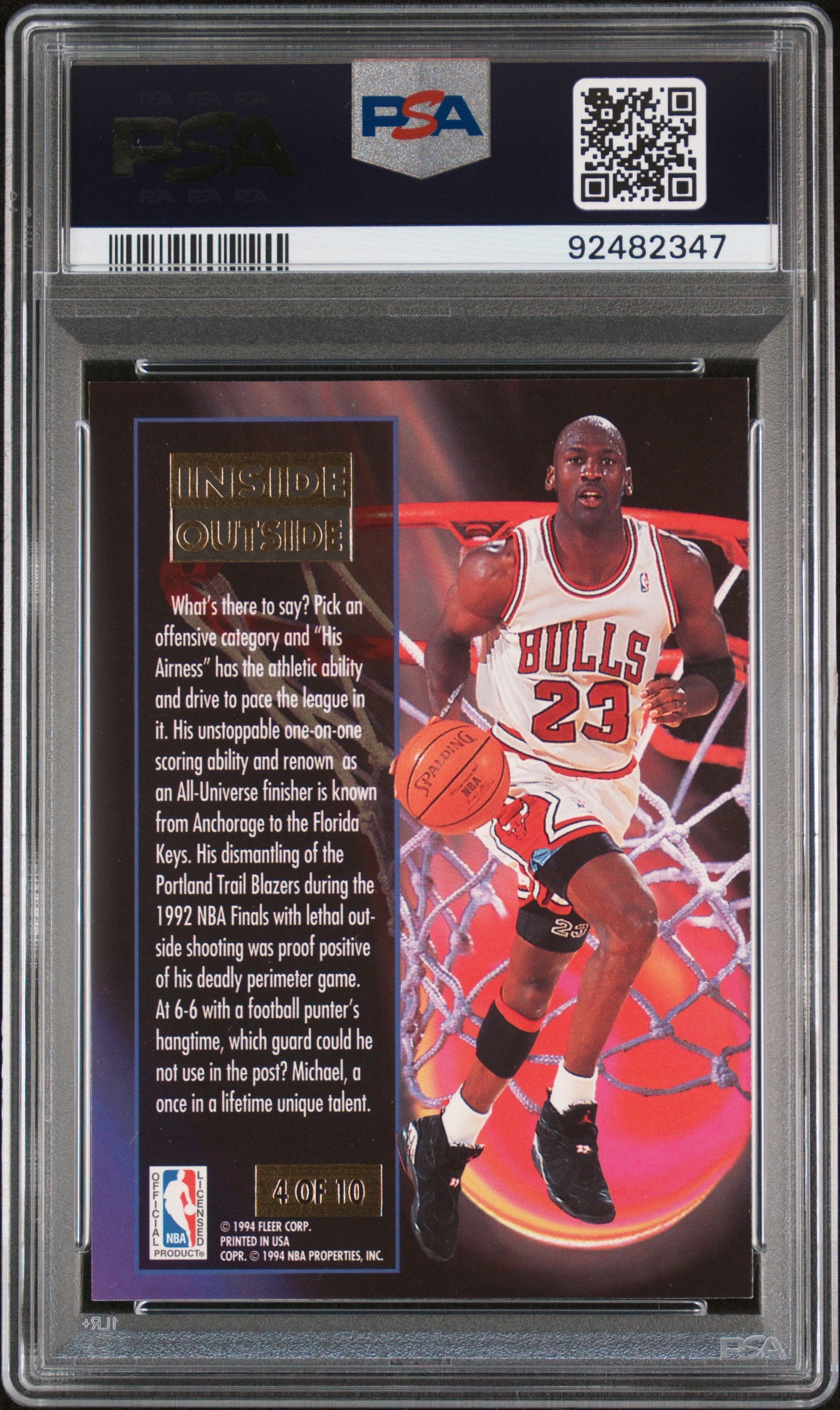 1993 Ultra Inside/Outside Michael Jordan #4 PSA 9