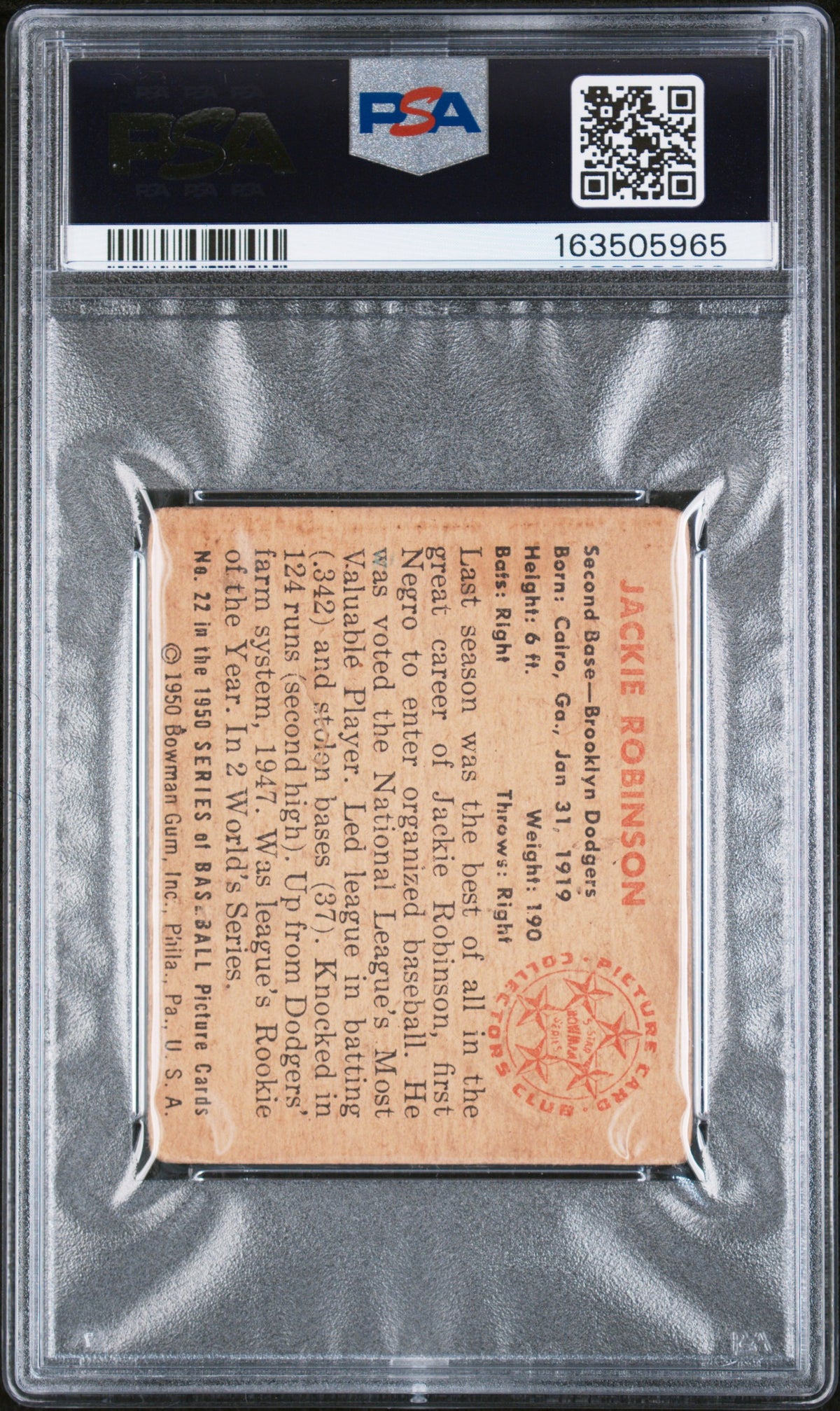 1950 Bowman Jackie Robinson #22 PSA 1