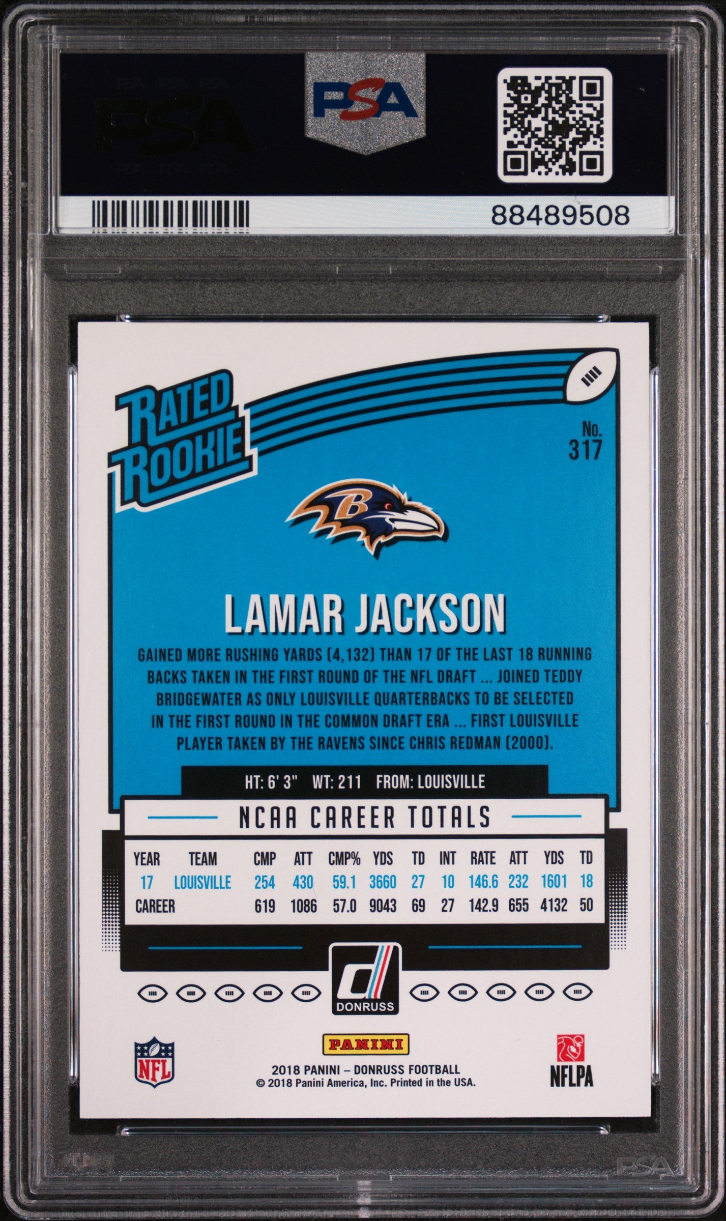 2018 Panini Donruss Lamar Jackson #317 PSA 10