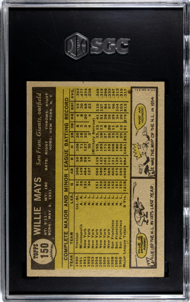 1961 Topps Willie Mays #150 SGC 6.5