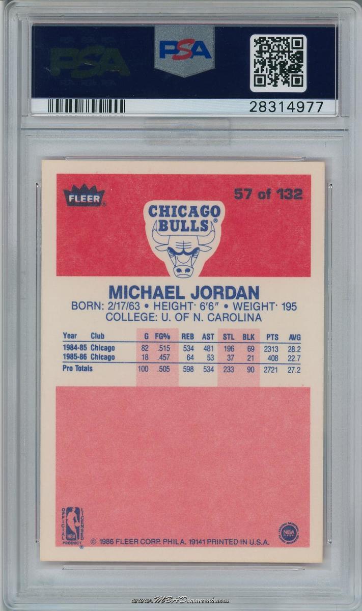 1986-87 Fleer Michael Jordan #57 PSA 9 RC MBA Silver