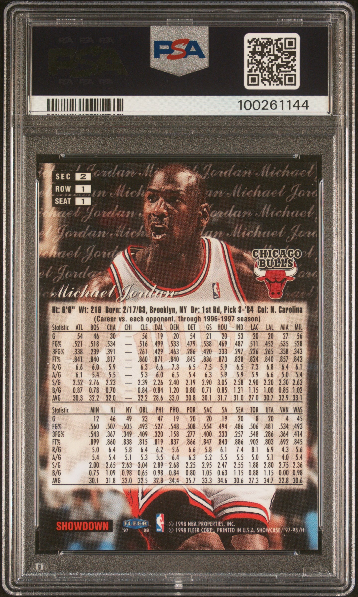 1997 Flair Showcase Michael Jordan #1 Row 1 PSA 8