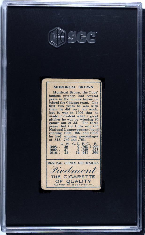 1911 Piedmont Cigarettes (T205) Mordecai Brown SGC 3