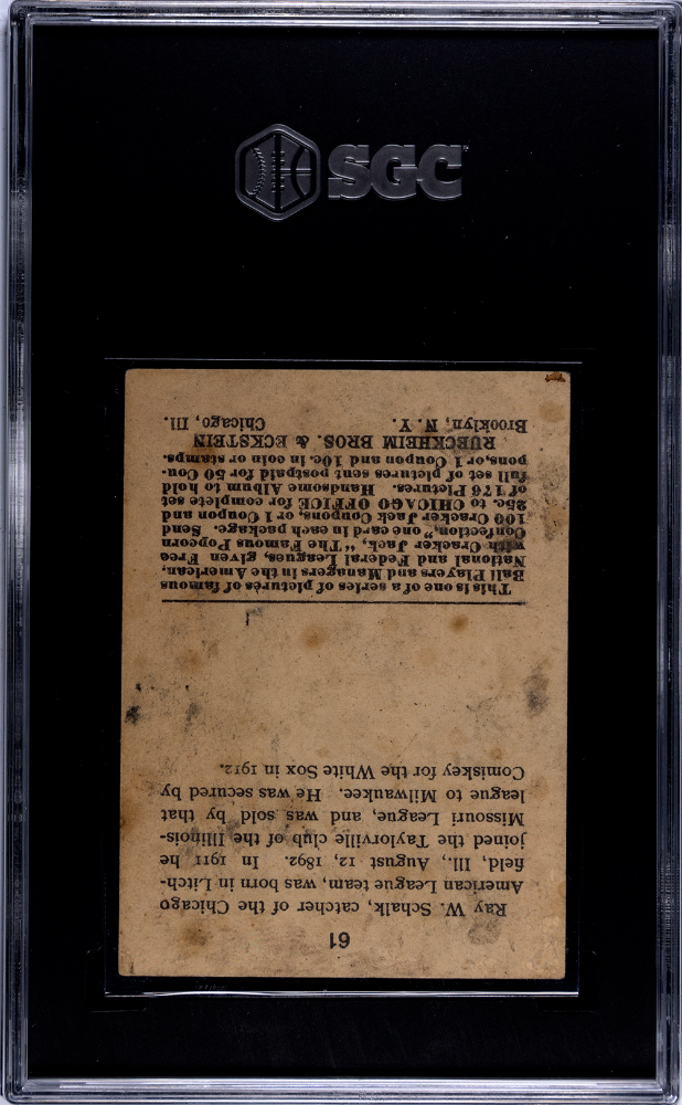 1915 Cracker Jack Ray Schalk #61 SGC 2