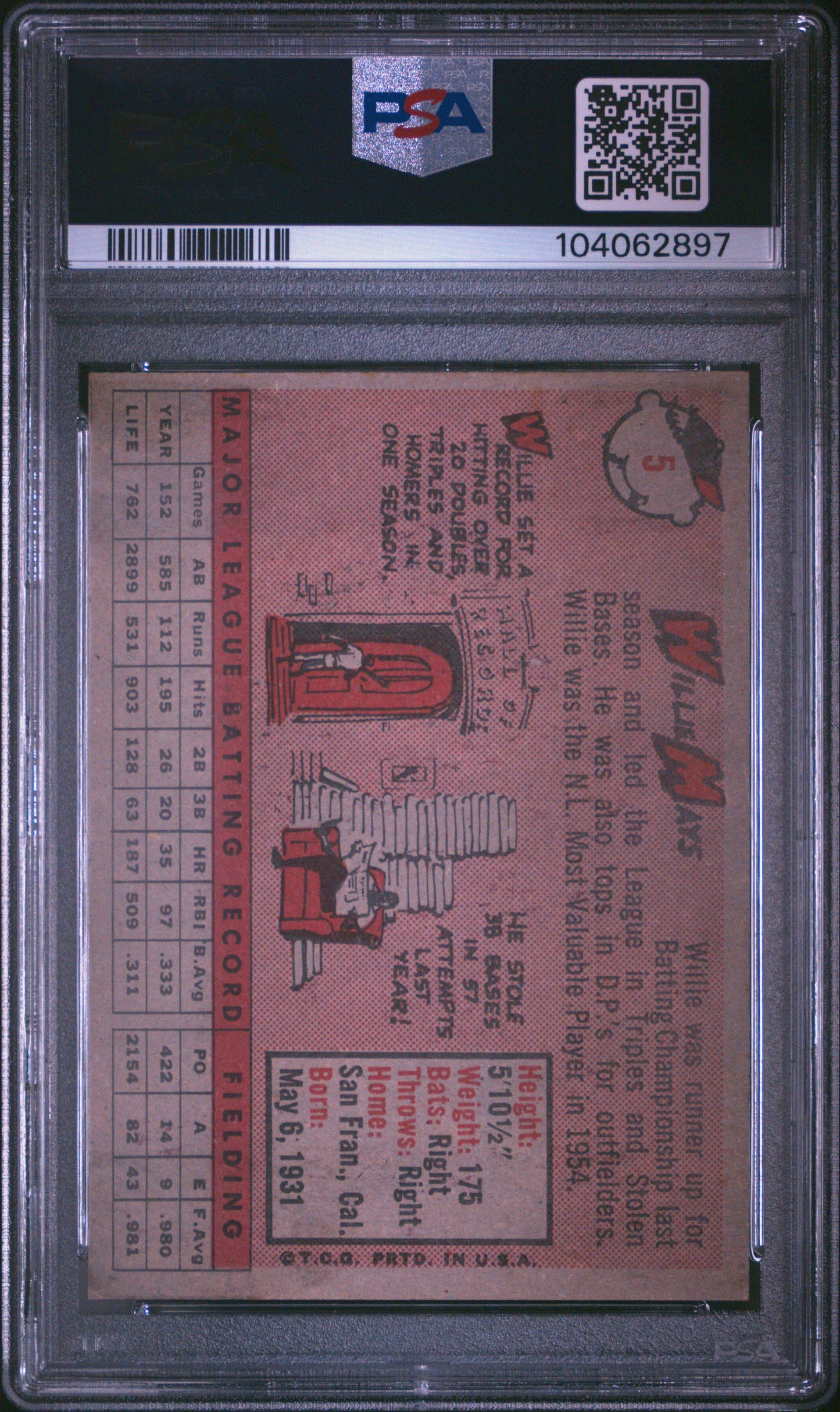 1958 Topps Willie Mays #5 PSA 5