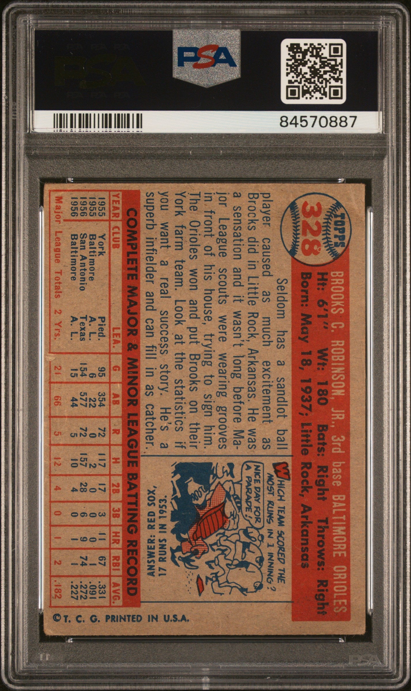 1957 Topps Brooks Robinson #328 PSA 1.5