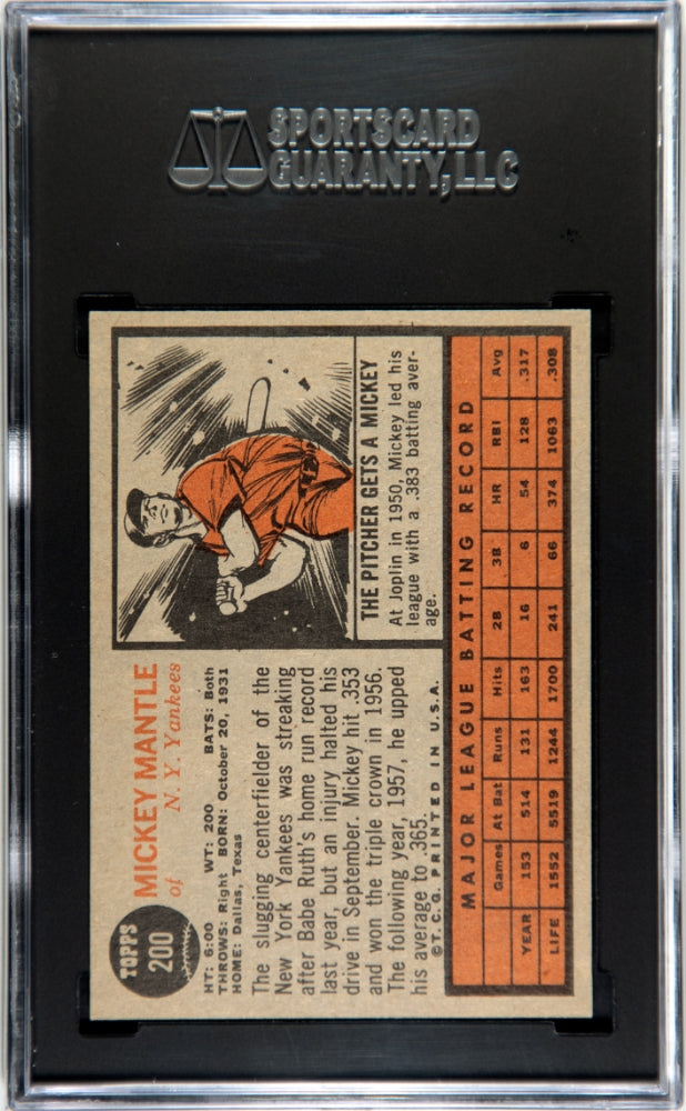 1962 Topps Mickey Mantle #200 SGC 6.5