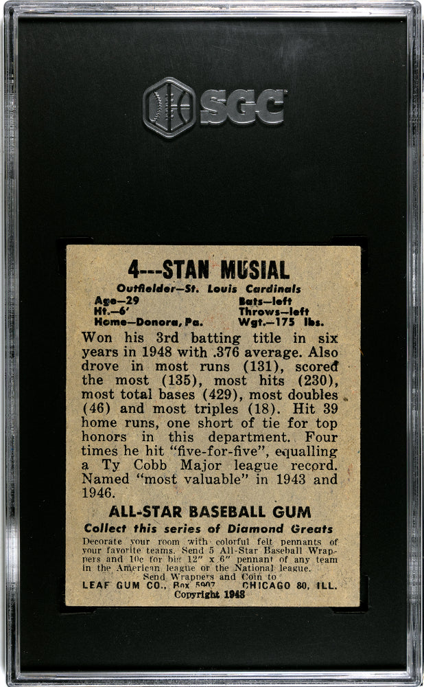 1948-49 GUM STAN MUSIAL LEAF CO. #4 SGC 4