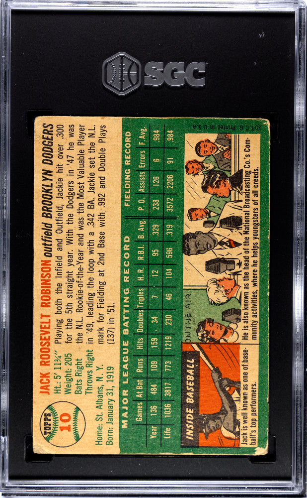 1954 TOPPS JACKIE ROBINSON #10 SGC 2.5