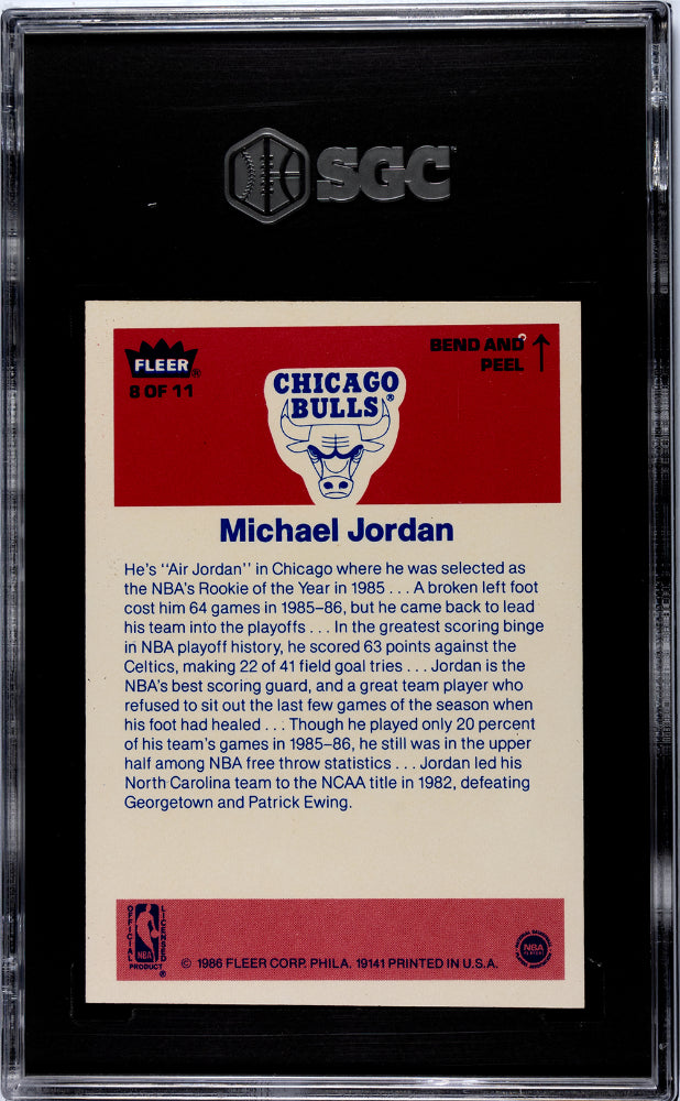 1986-87 FLEER MICHAEL JORDAN STICKER #8 SGC 7