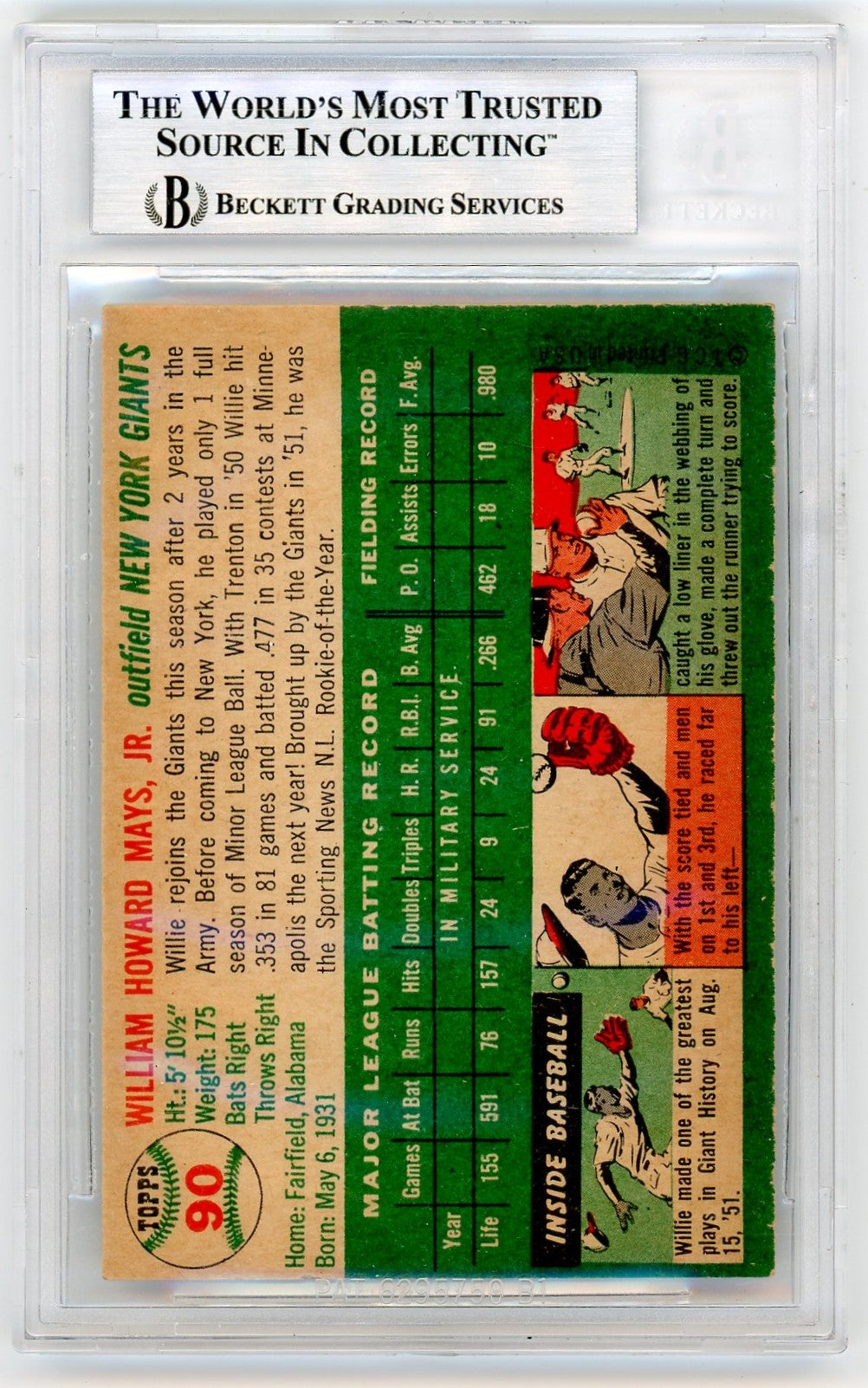 1954 Topps Willie Mays #90 BVG 6.5