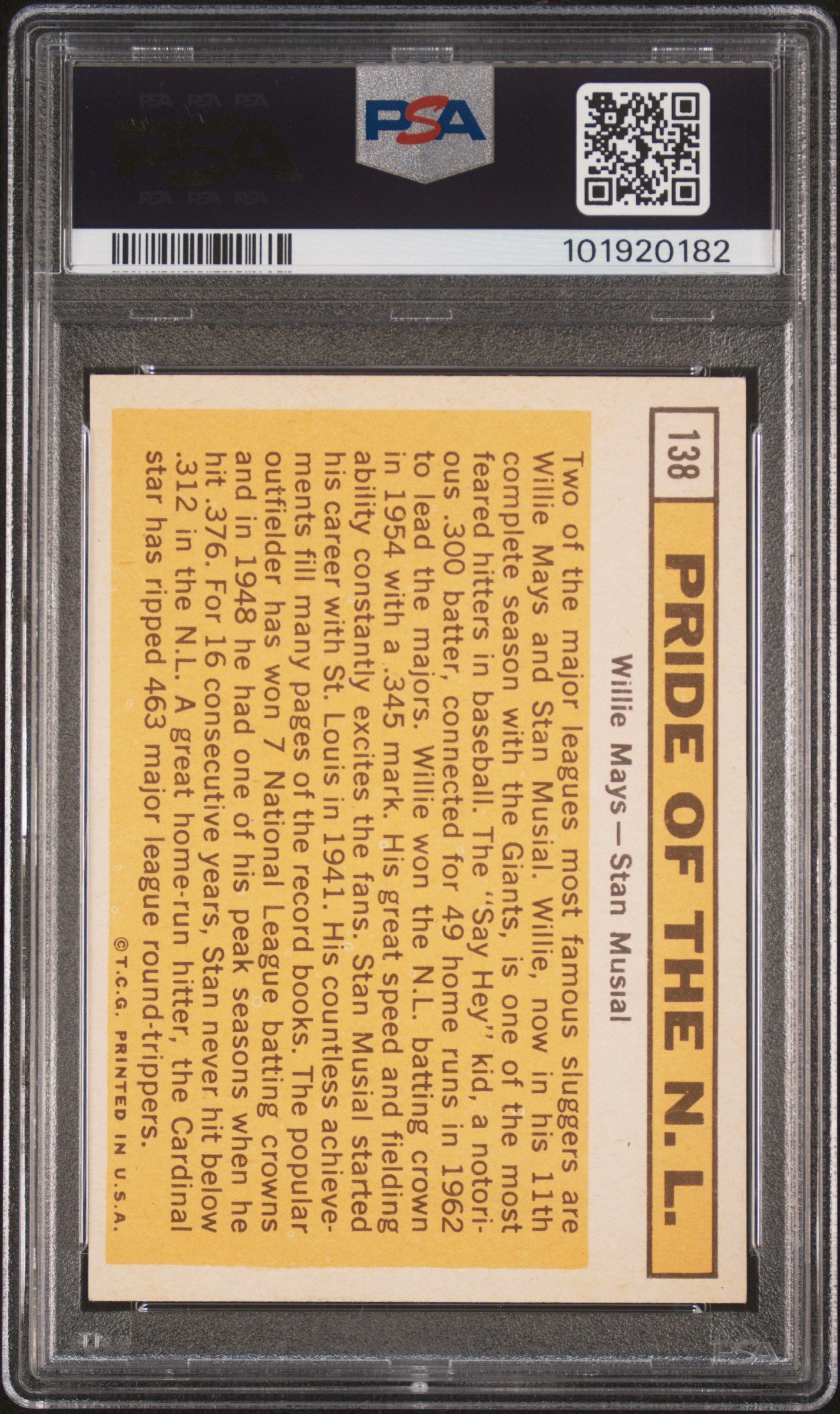 1963 TOPPS PRIDE OF N.L. PRIDE OF N.L. #138 PSA/DNA 6