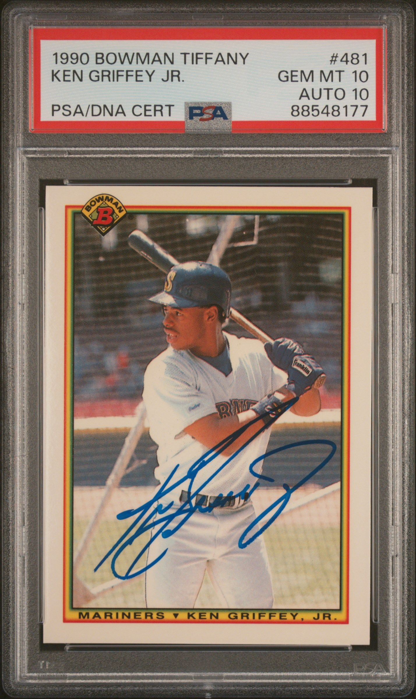 1990 BOWMAN KEN GRIFFEY JR. TIFFANY #481 PSA/DNA 10