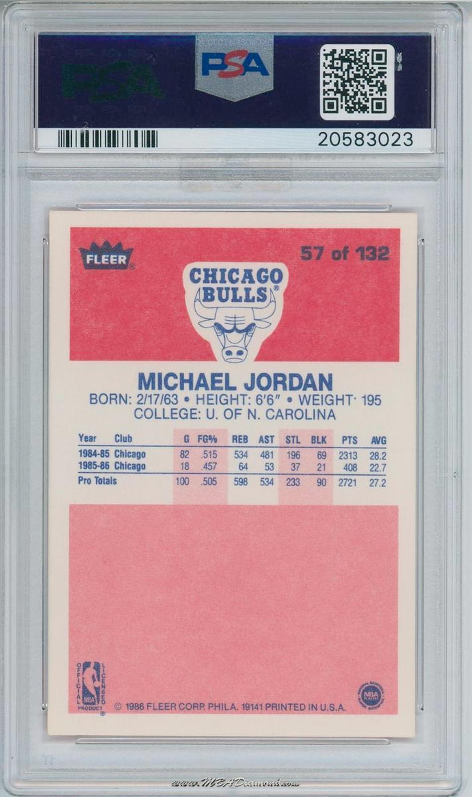 1986 Fleer Michael Jordan #57 PSA 10