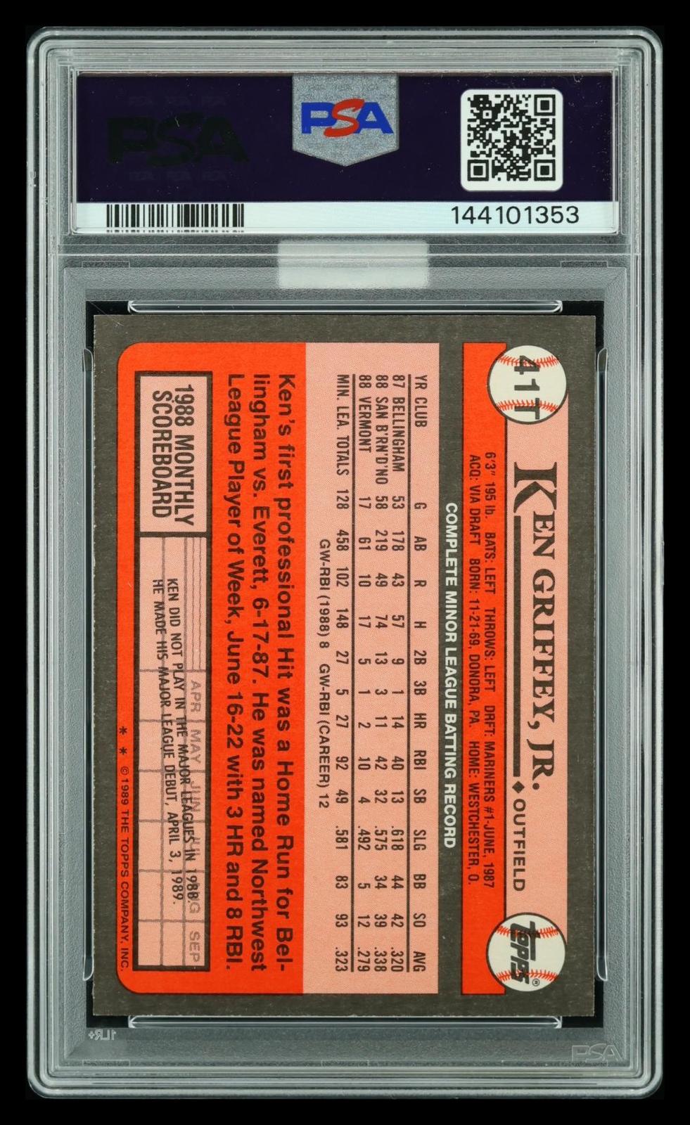 1989 Topps Traded Ken Griffey JR. #41T PSA 10 Auto 10 MBA Silver