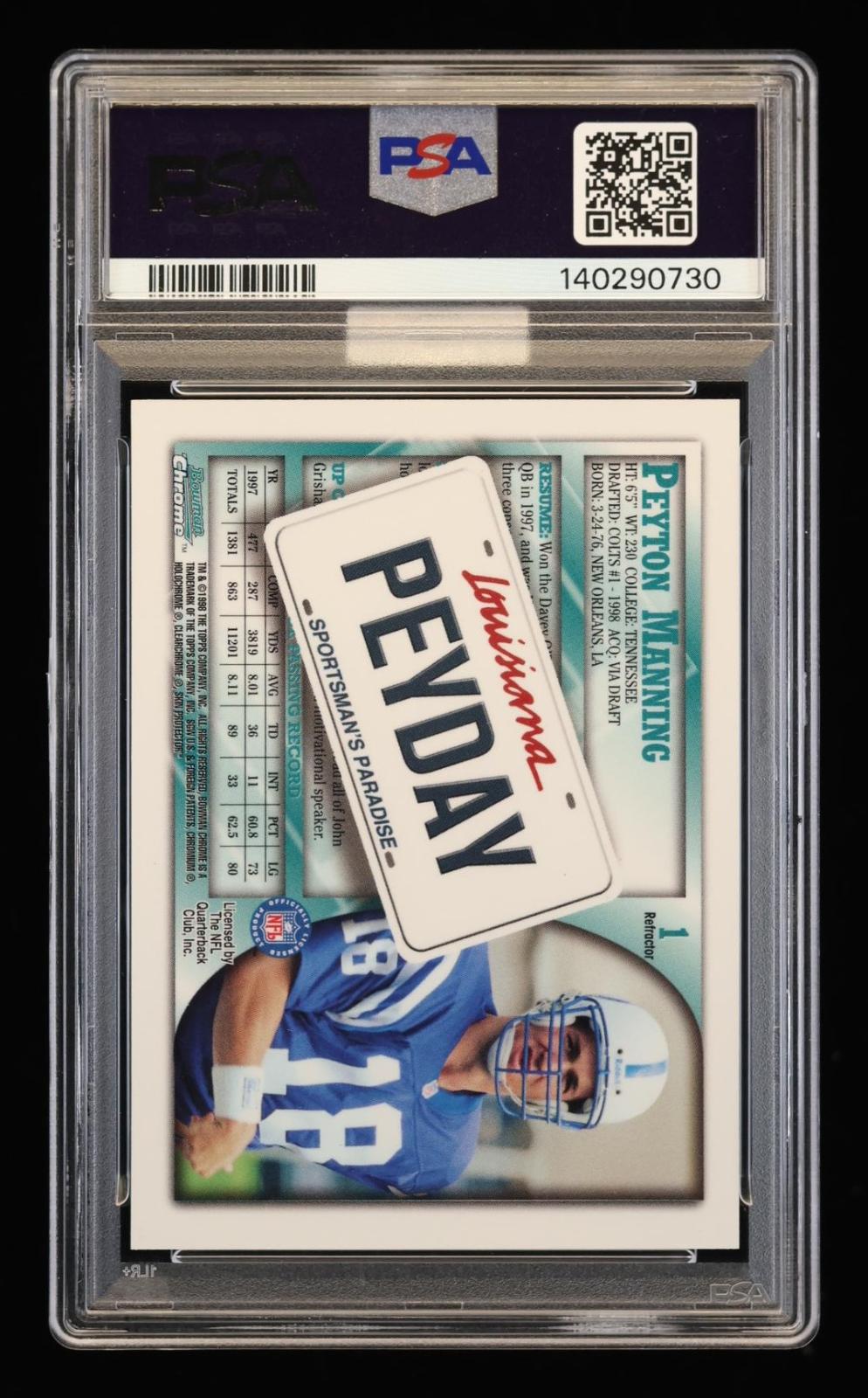1998 Bowman Chrome Peyton Manning #1 Interstate Refractor PSA 9