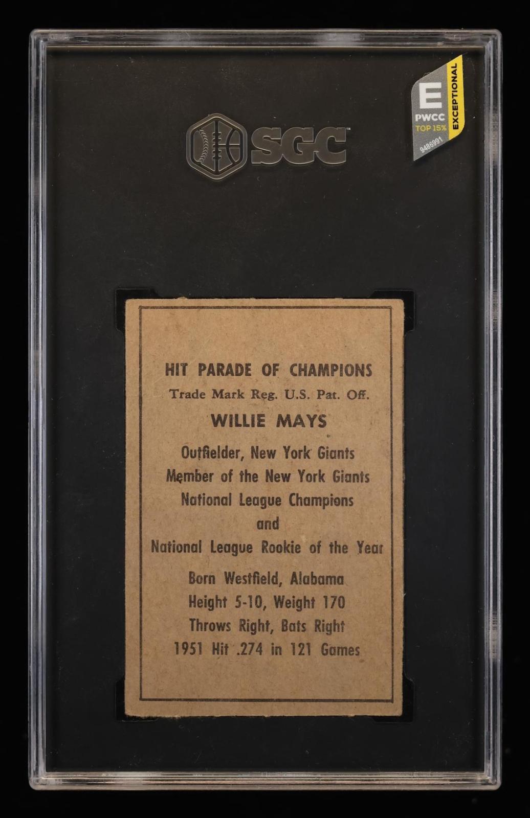1952 Berk Ross Willie Mays SGC 4