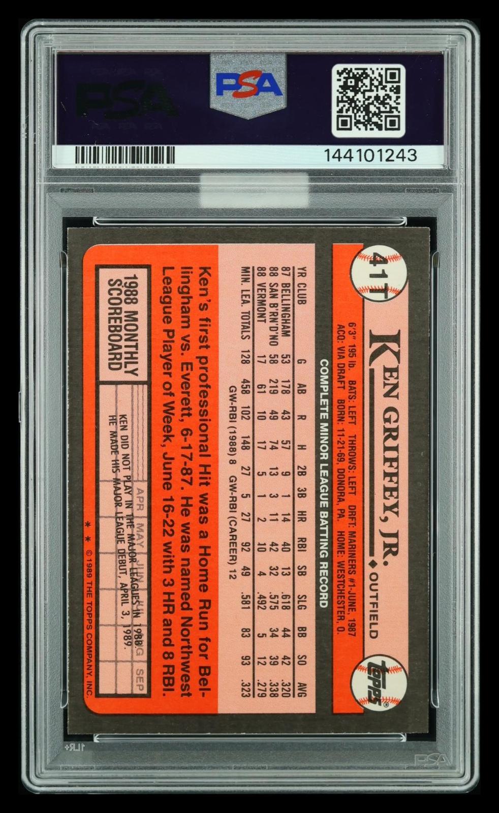 1989 Topps Traded Ken Griffey JR. #41T PSA 9 Auto 10 MBA Gold