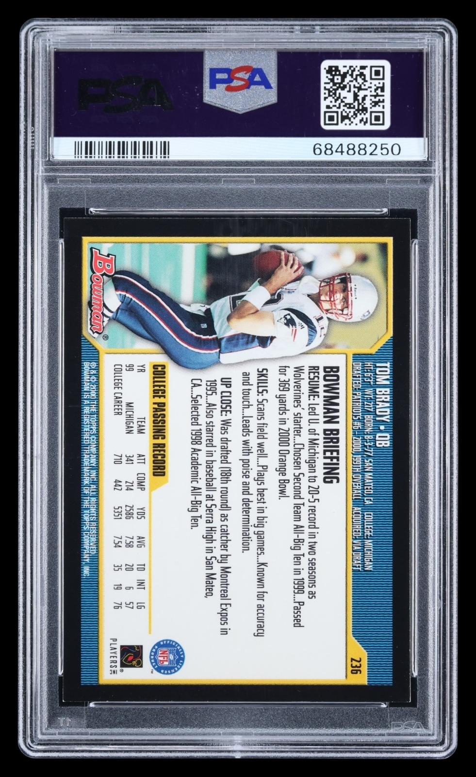 2000 Bowman Tom Brady #236 PSA 8 MBA Bronze