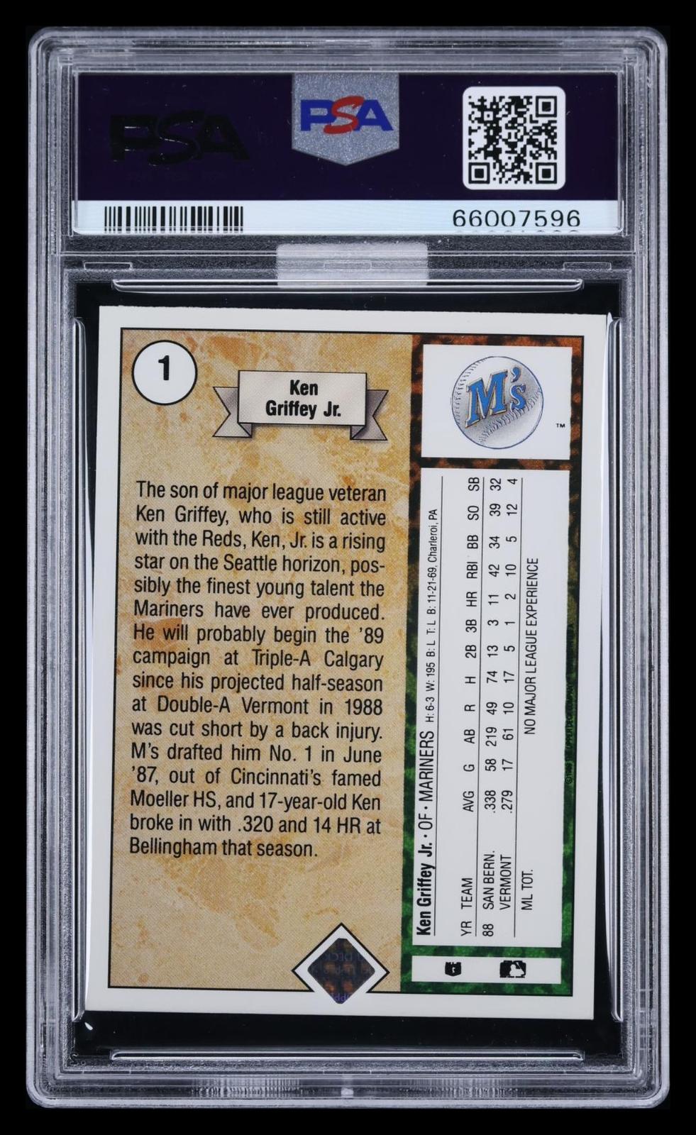 1989 Upper Deck Ken Griffey JR. #1 Star Rookie PSA 9
