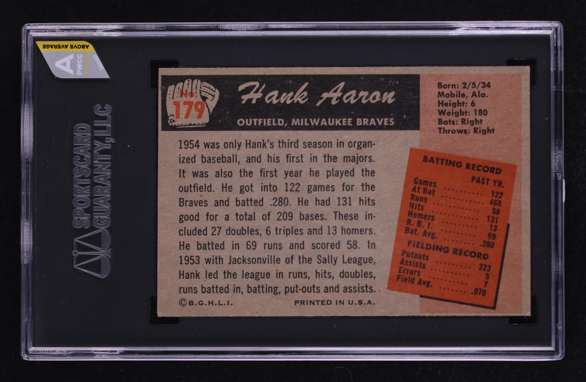 1955 Bowman Hank Aaron #179 SGC 8 MBA Silver