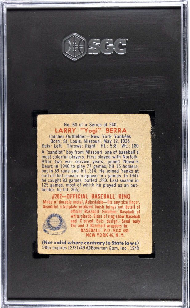 1949 BOWMAN YOGI BERRA #60 SGC 1