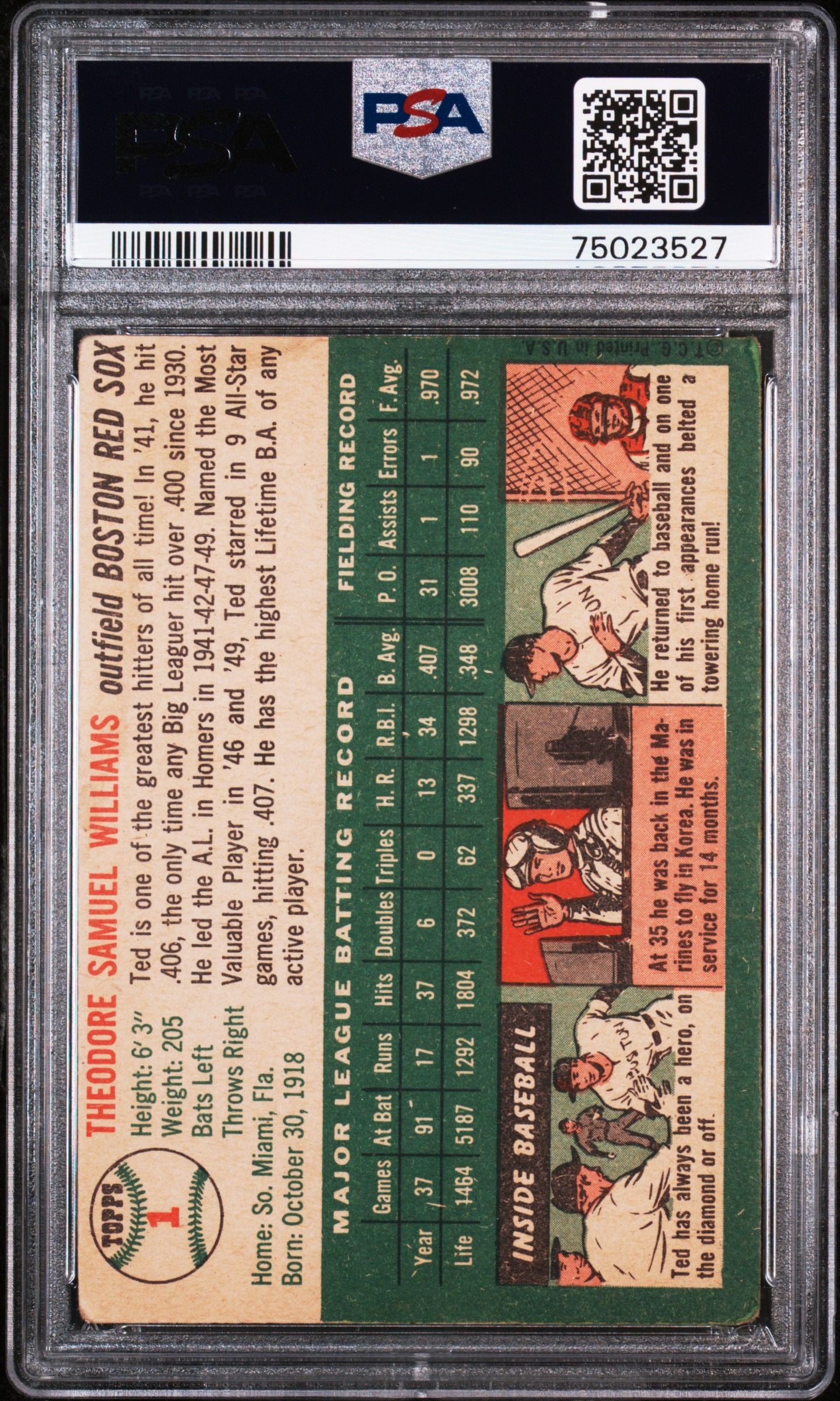 1954 TOPPS TED WILLIAMS #1 PSA 3.5