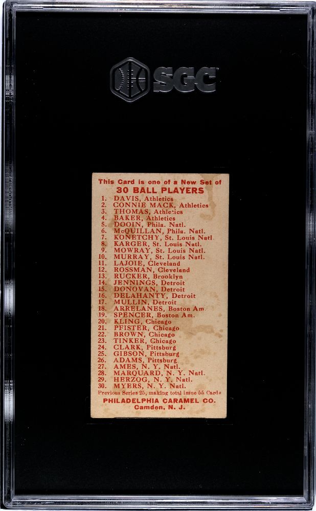 1910 JOE TINKER PHILADELPHIA CARAMEL (E96) SGC 3