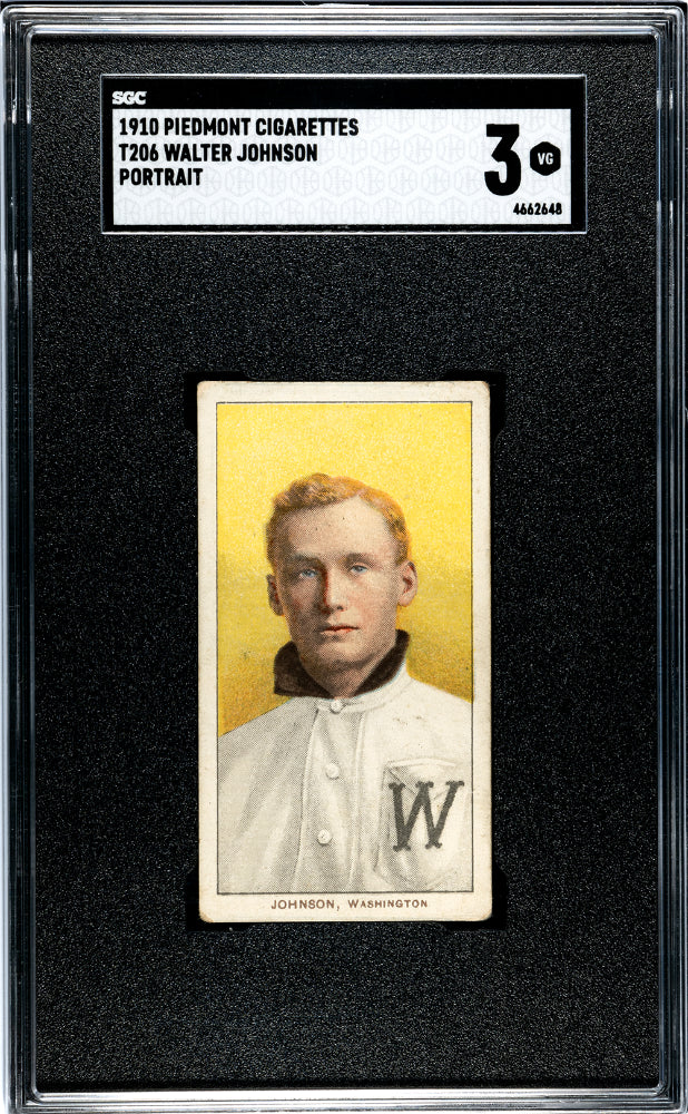 1910 JOHNSON, WALTER PIEDMONT CIGARETTES (T206) PORTRAIT SGC 3