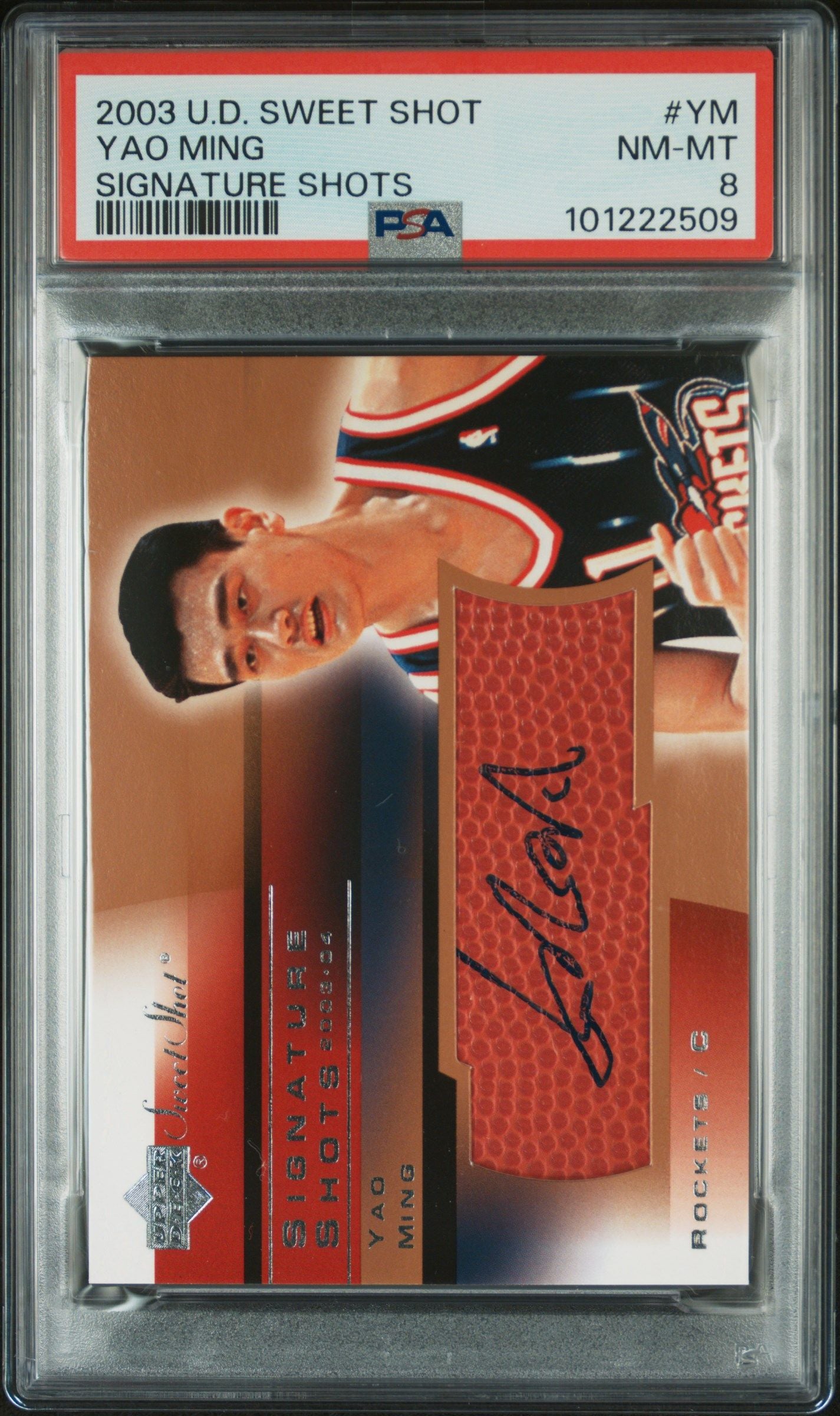 2003 UPPER DECK YAO MING SWEET SHOT SIGNATURE SHOTS #YM PSA 8