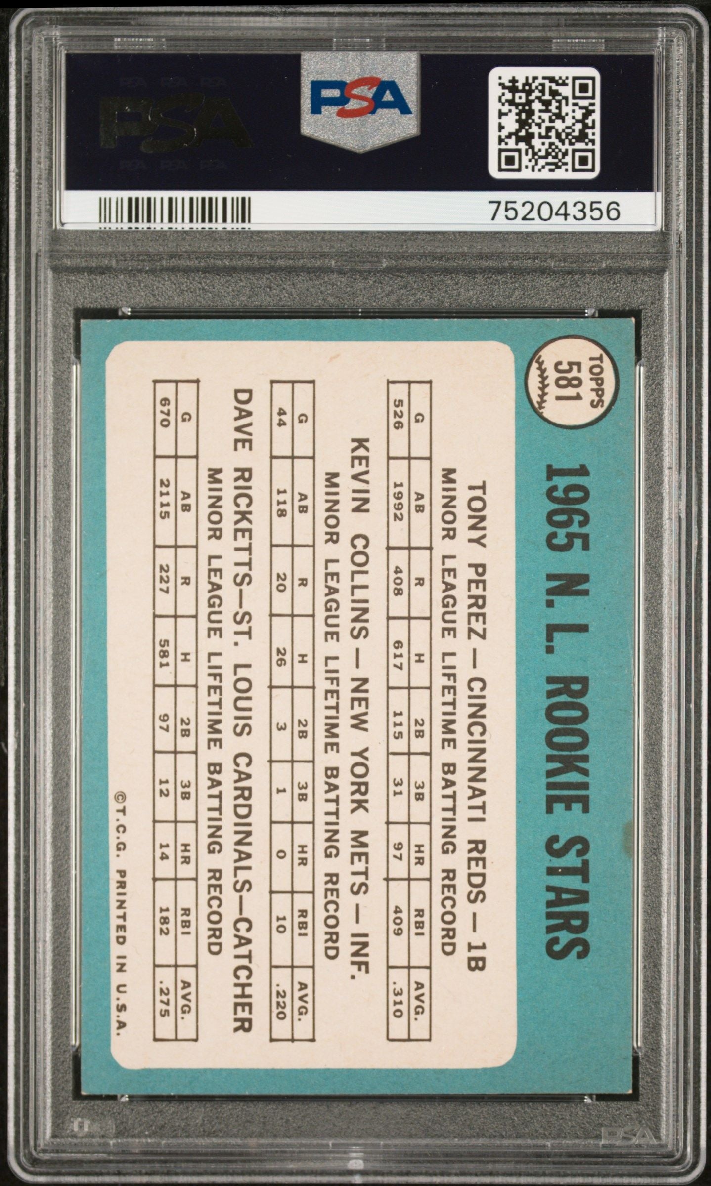 1965 TOPPS N.L. ROOKIE STARS N.L. ROOKIE STARS #581 PSA/DNA 7 AUTO 10