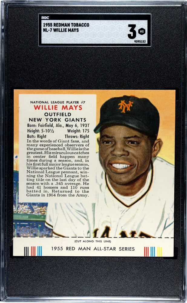 1955 WILLIE MAYS REDMAN TOBACCO #NL-7 SGC 3