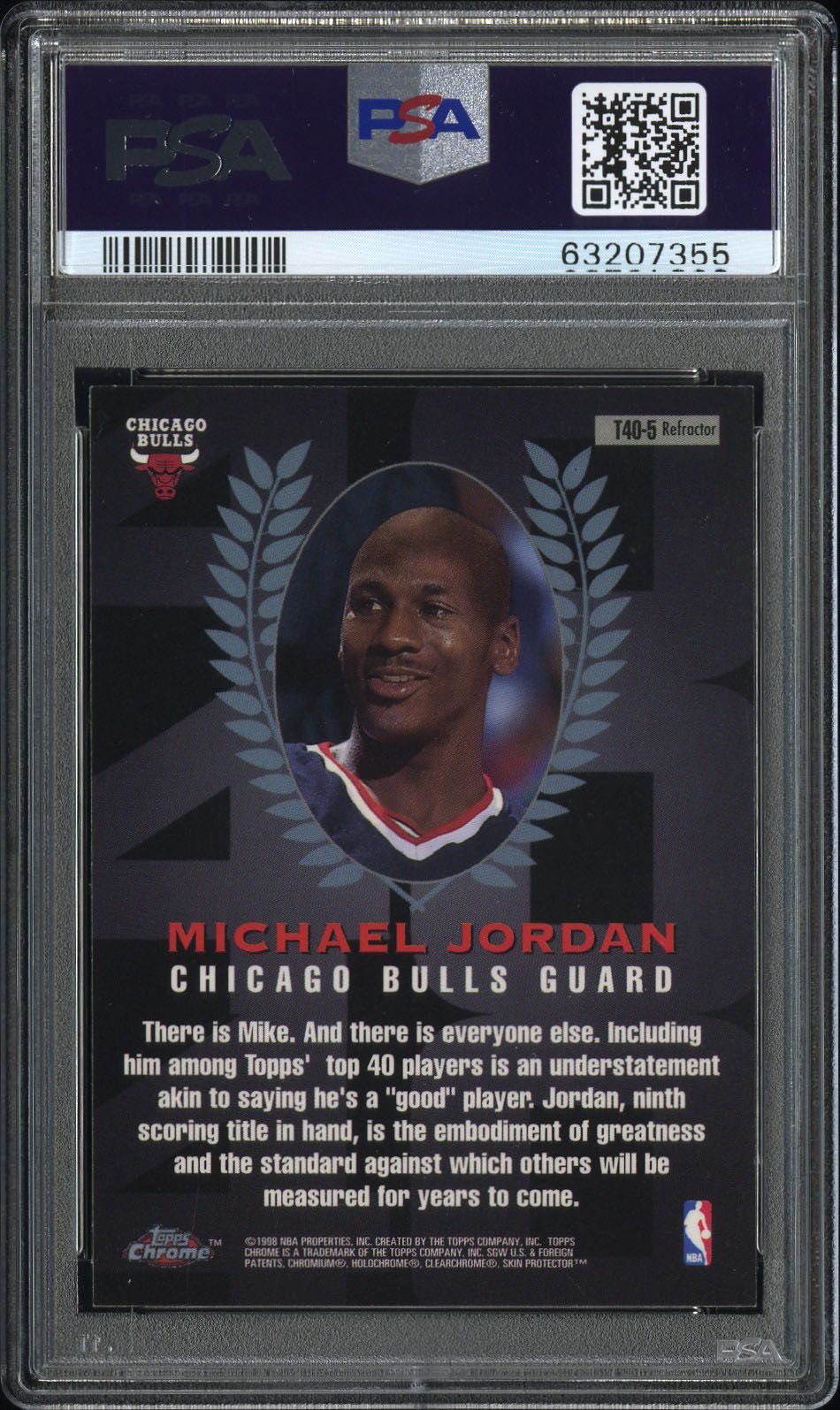 1997 TOPPS MICHAEL JORDAN CHROME 40 TOPPS 40-REFRACTOR #T5 PSA 9