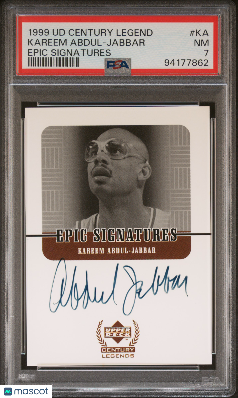 1999 Upper Deck Century Legends Epic Signatures Kareem Abdul-Jabbar #KA PSA 7