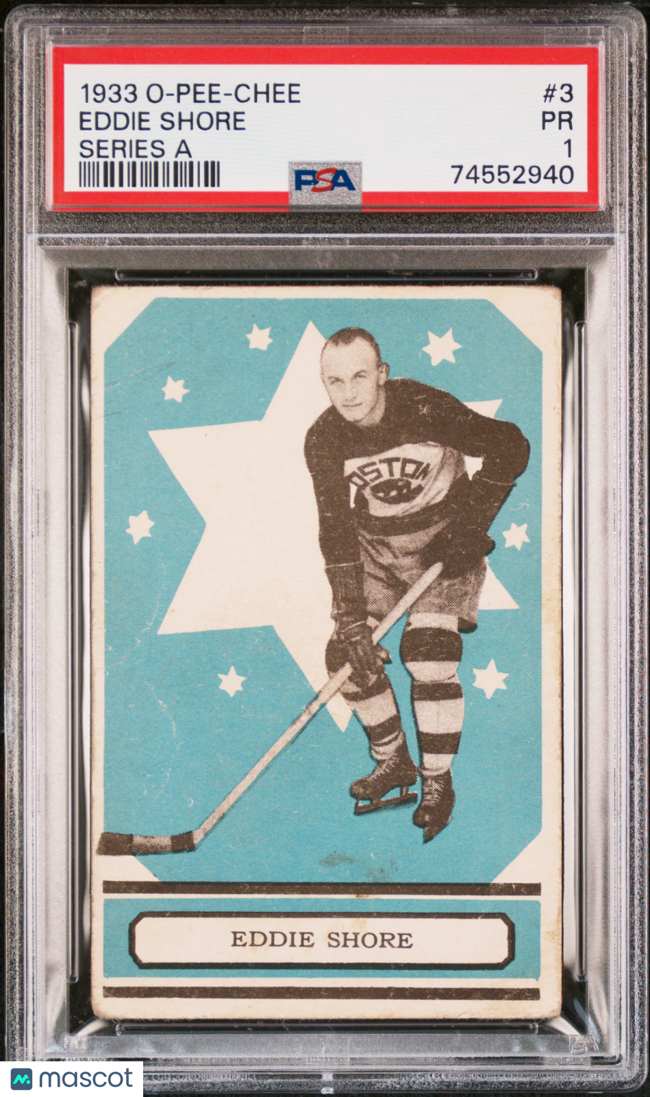 1933 O-Pee-Chee Eddie Shore #3 Series A PSA 1