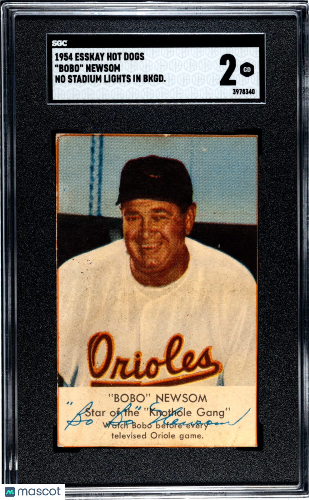 1954 Esskay Hot Dogs Bobo Newsom No Stadium Lights In Bkgd. SGC 2