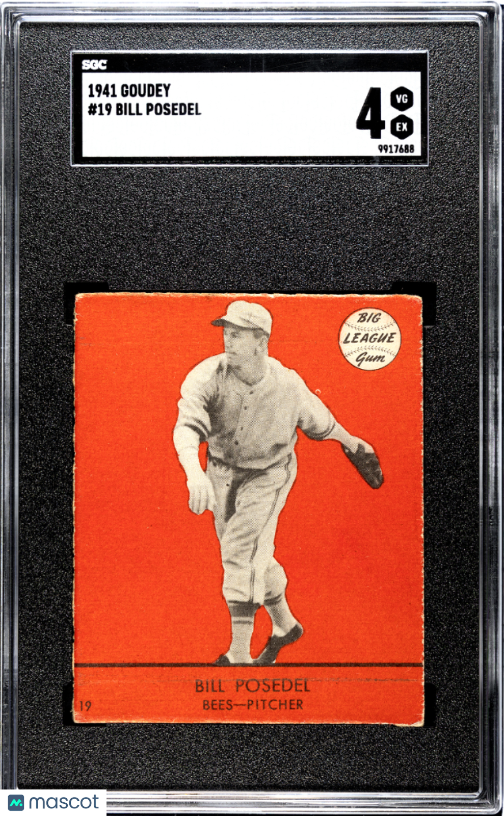 1941 Goudey Bill Posedel #19 SGC 4