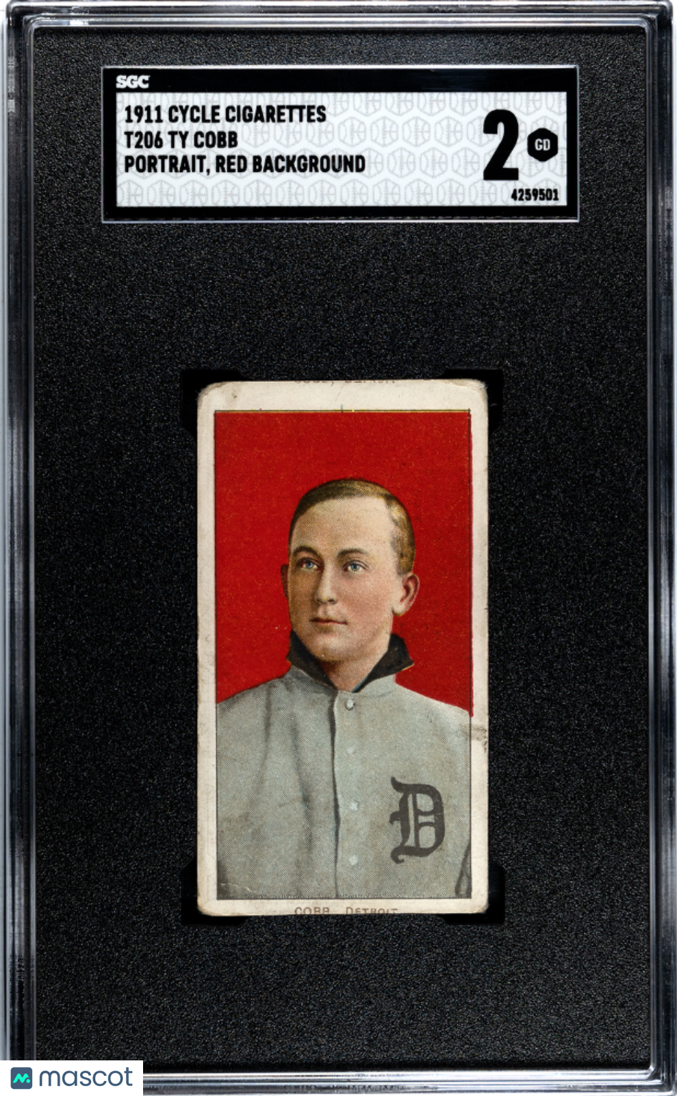 1911 Cycle Cigarettes (T206) Ty Cobb Portrait, Red Background SGC 2