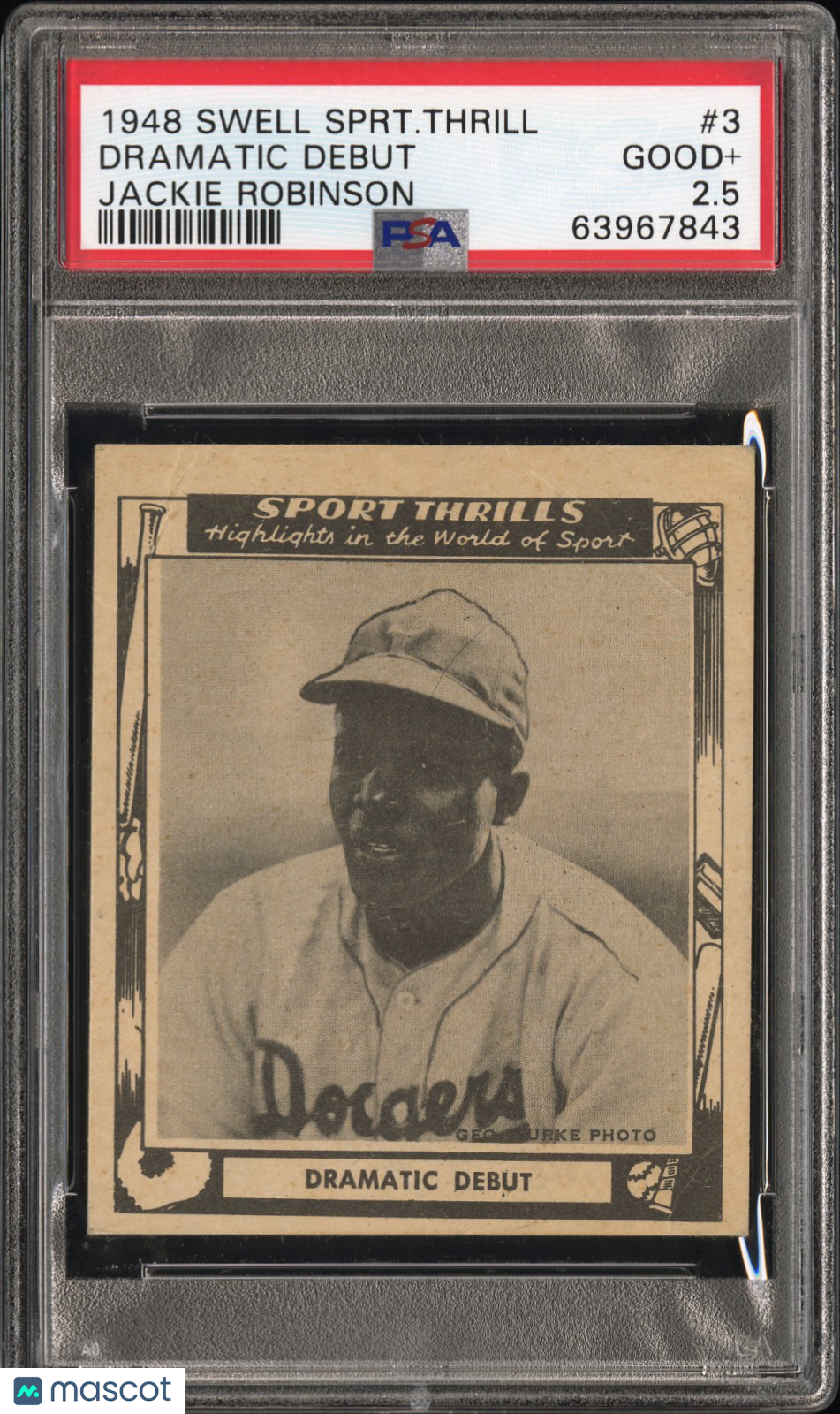 1948 Swell Sports Thrills Dramatic Debut #3 Jackie Robinson PSA 2.5