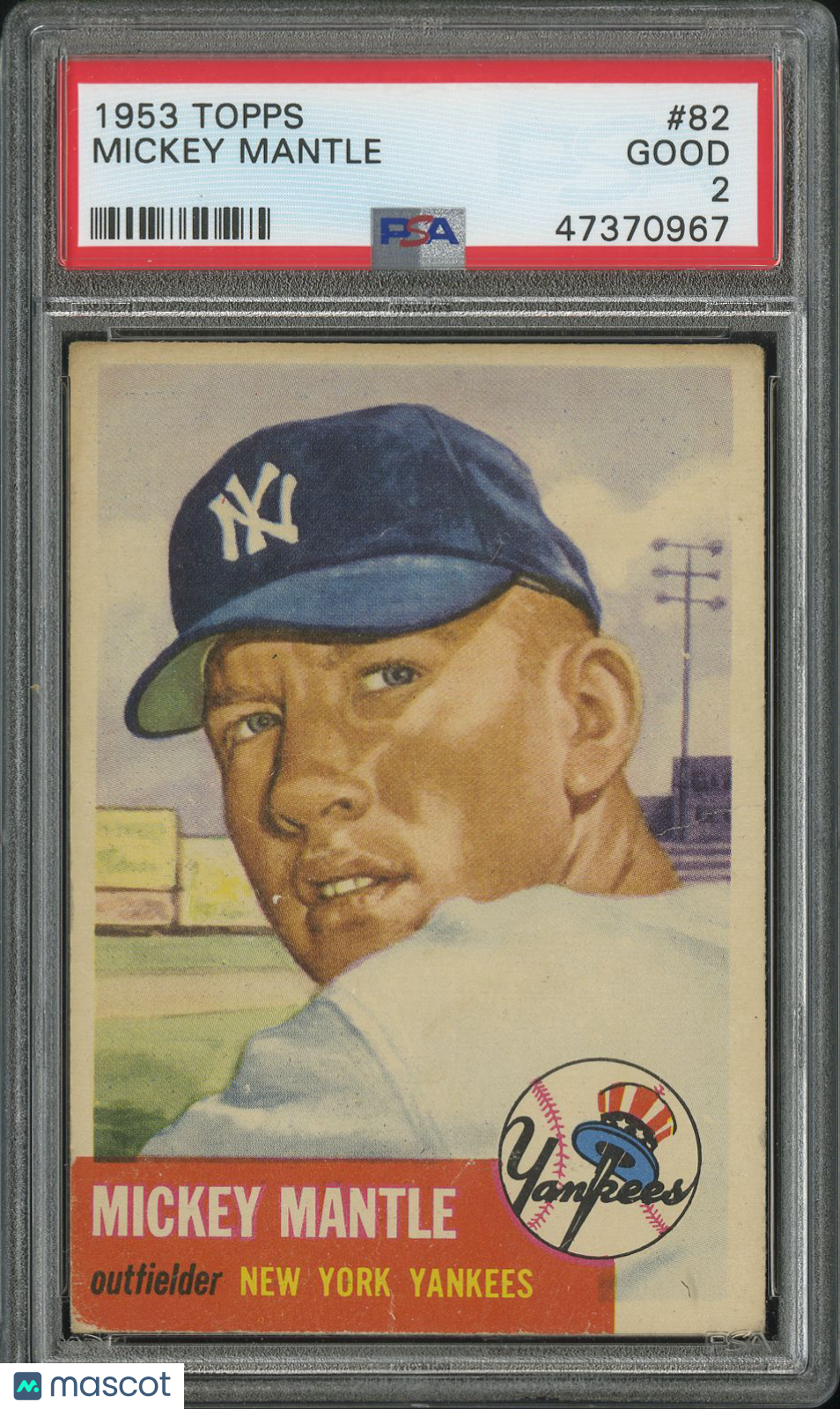 1953 Topps Mickey Mantle #82 PSA 2