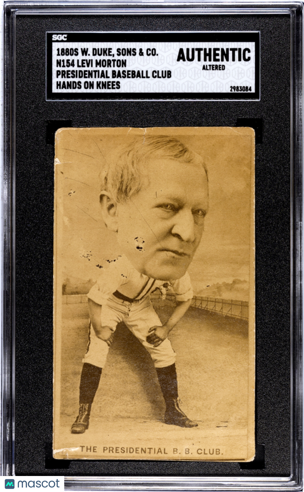 1880s W. Duke, Sons & Co. (N154) Levi Morton Presidential Baseball Club Hands Knees SGC A