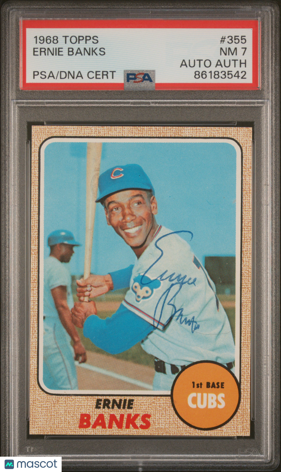 1968 Topps Ernie Banks #355 PSA 7 Auto A
