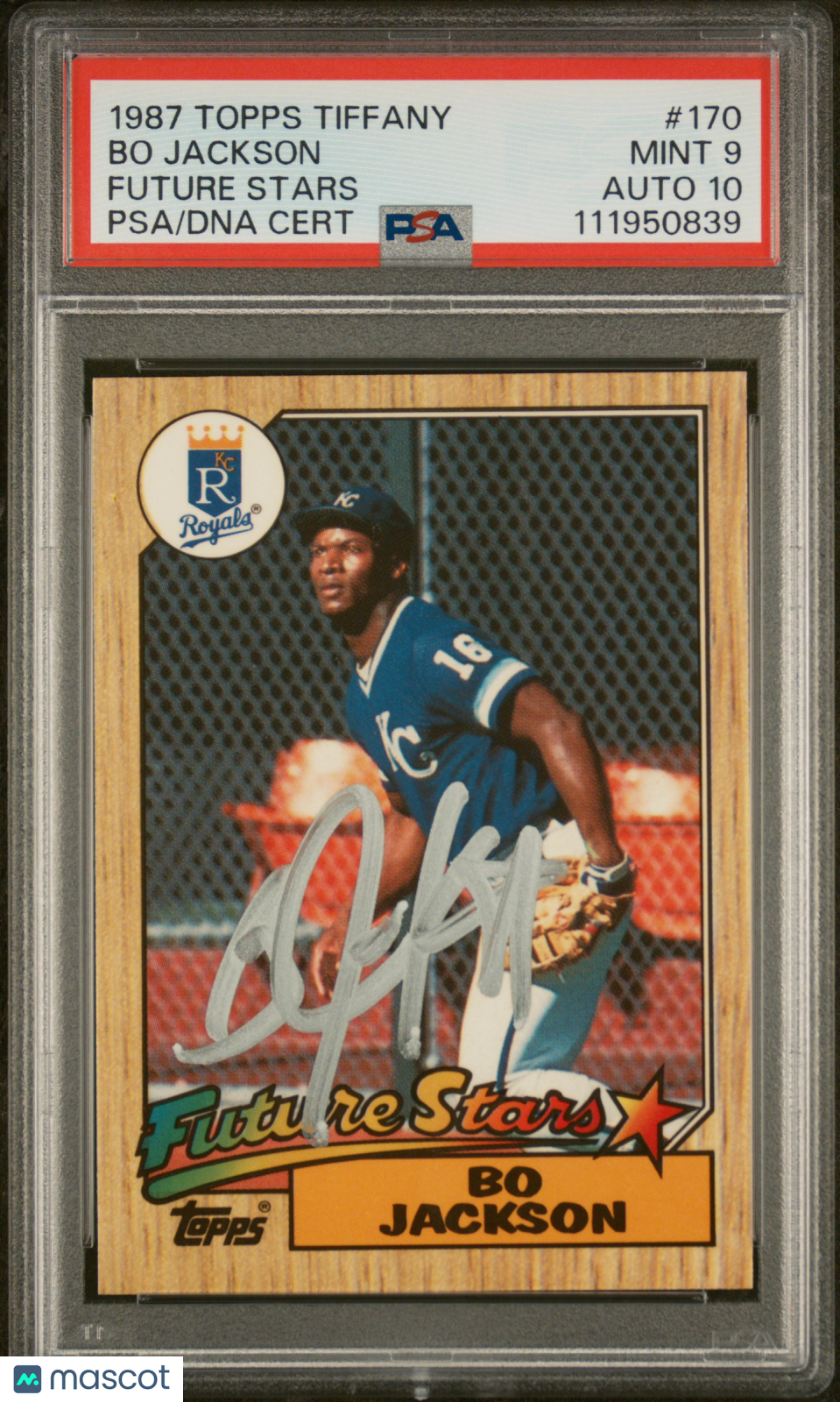 1987 Topps Tiffany Bo Jackson #170 Future Stars PSA 9 Auto 10