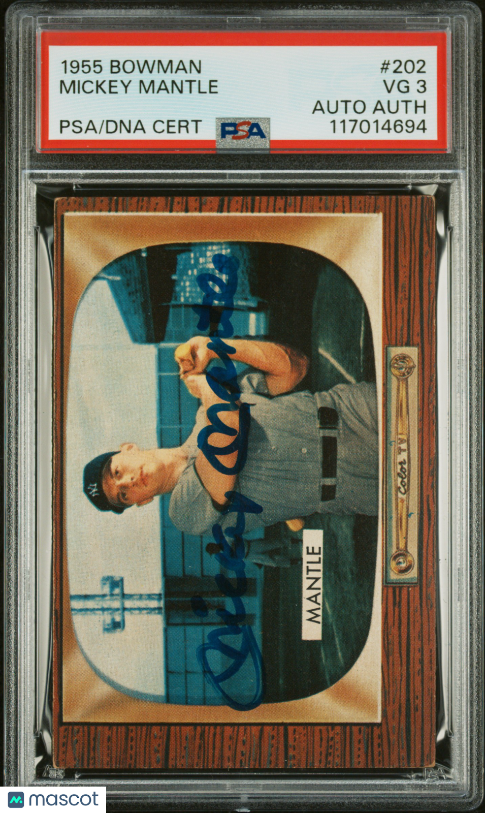 1955 Bowman Mickey Mantle #202 PSA 3 Auto A