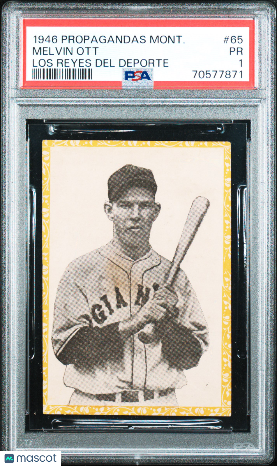 1946 Propagandas Montiel Los Reyes Del Deporte Melvin Ott #65 PSA 1