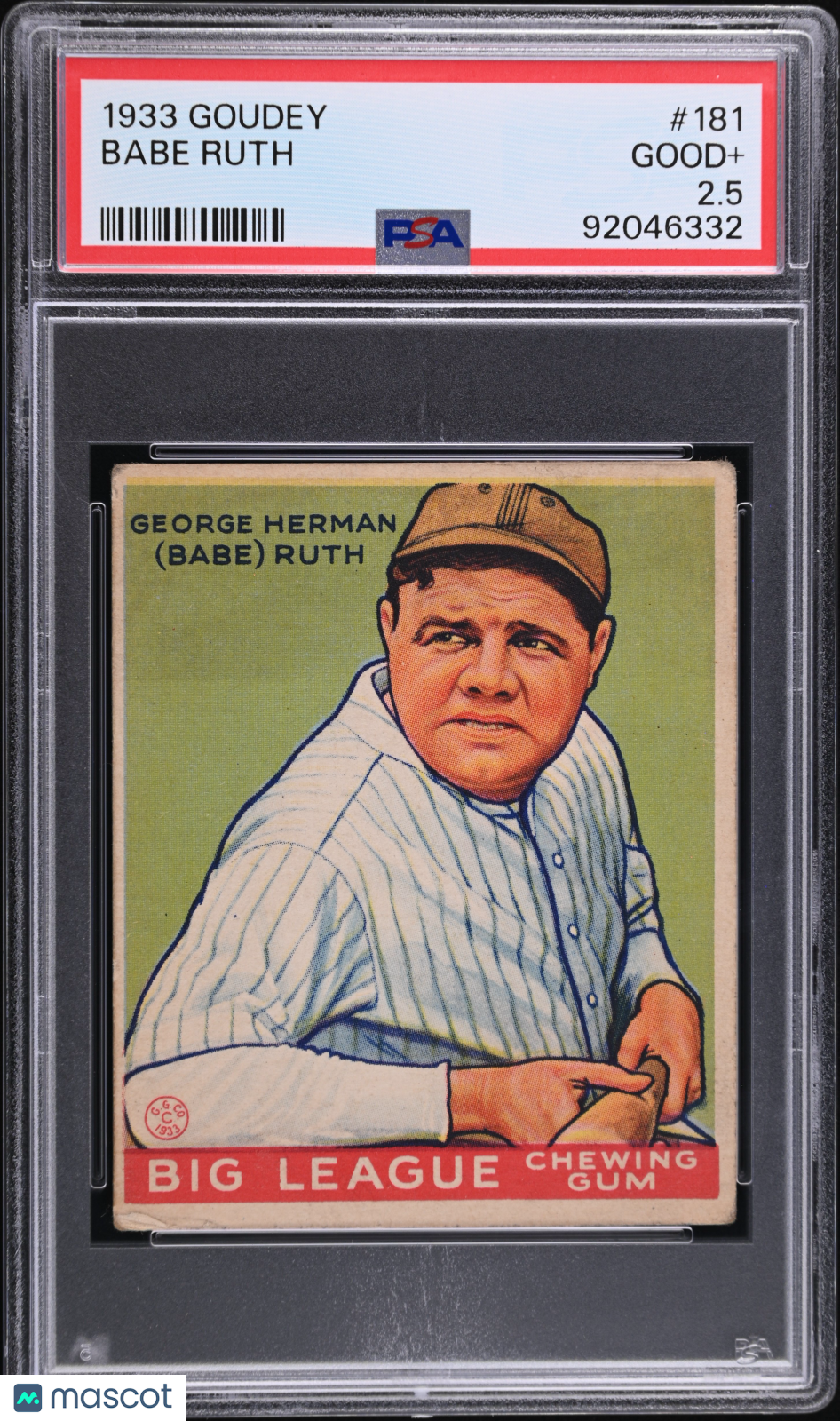 1933 Goudey Babe Ruth #181 PSA 2.5
