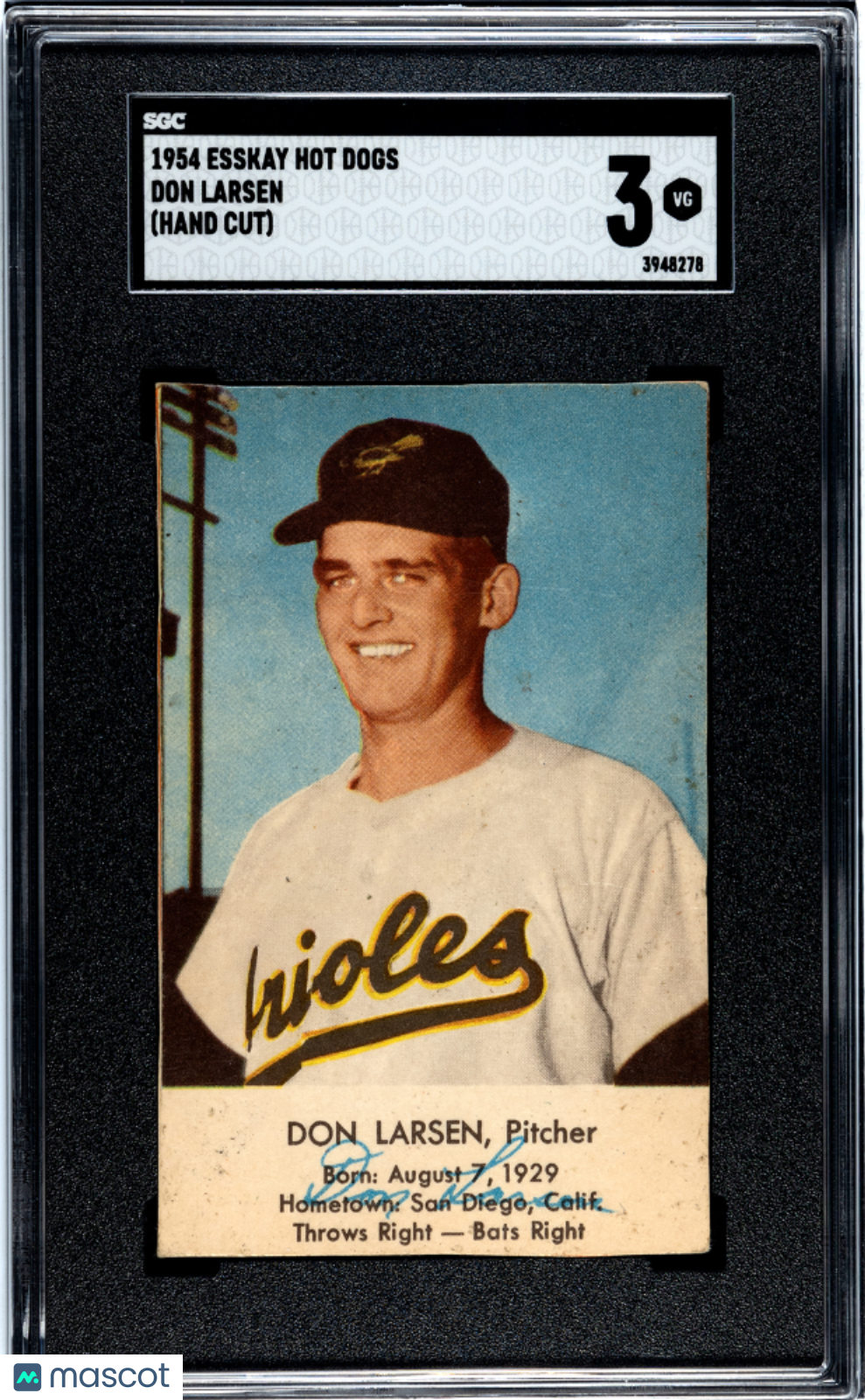 1954 Esskay Hot Dogs Don Larsen SGC 3