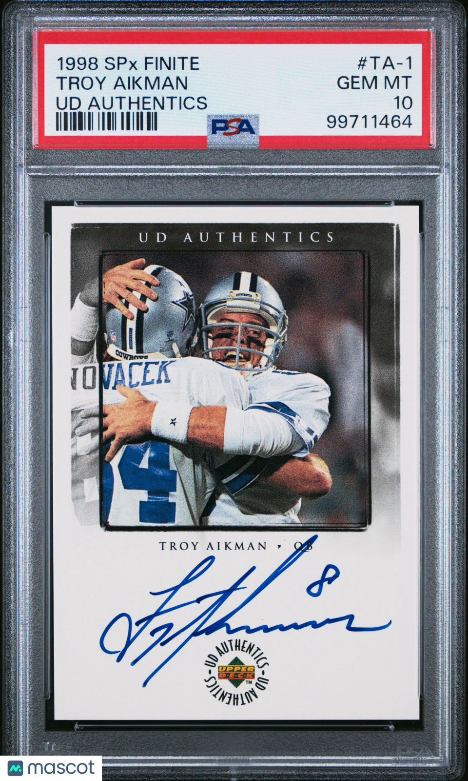 1998 SPX Finite UD Authentics Troy Aikman #TA-1 PSA 10